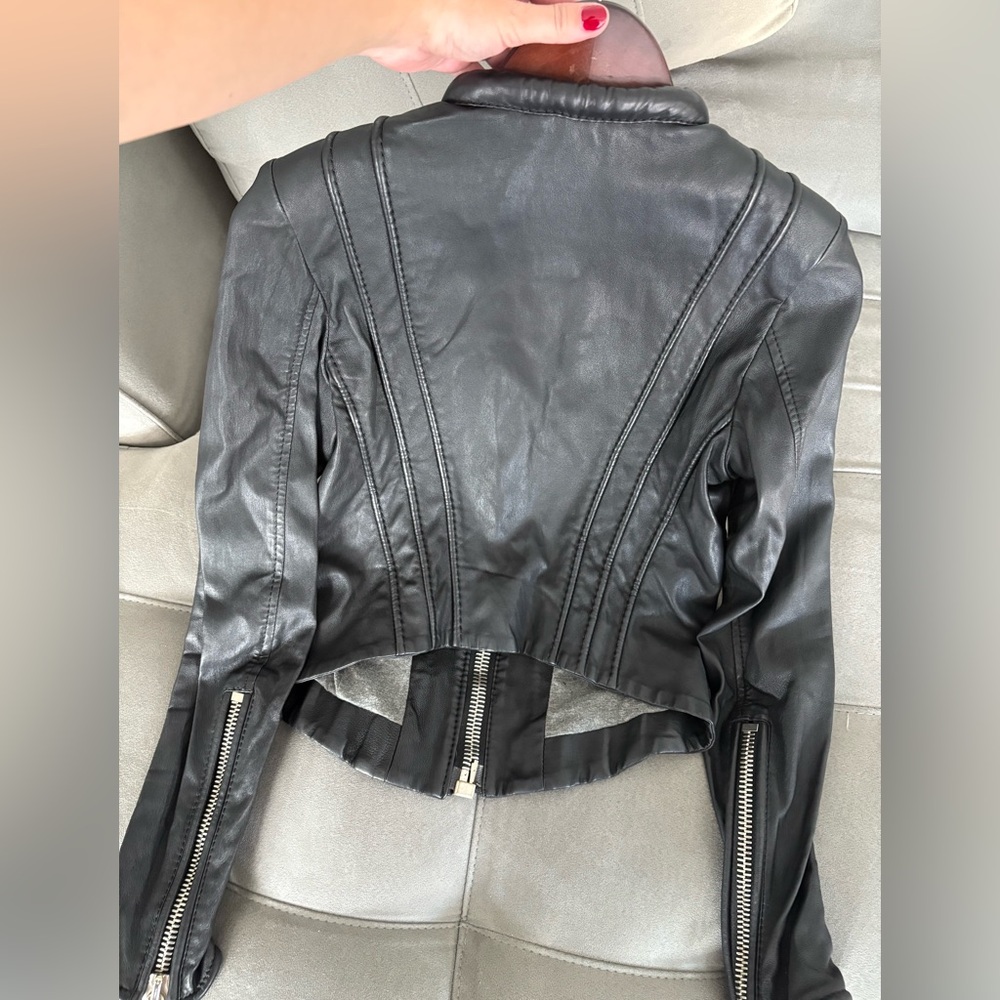 Sandro Style Punto Leather Jacket Black Size US 6-8 Italian Brand PUNTO Leather - Picture 4 of 16